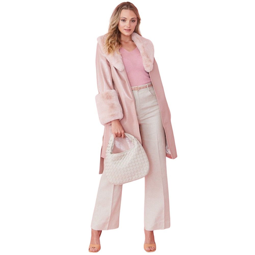 Jayley faux suede coat with detachable faux shearling cuff