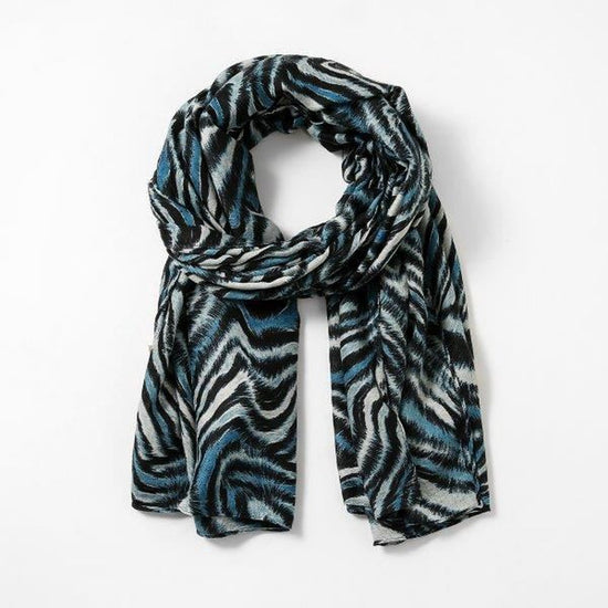Load image into Gallery viewer, Abstract Zebra Print Blue Women&amp;#39;s Scarf style-heaven
