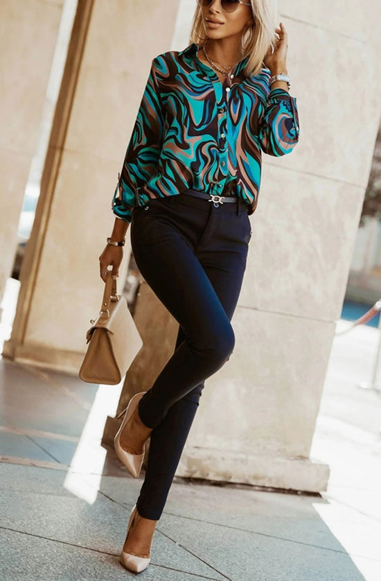 Arianne Abstract Print Blouse Shirt Top