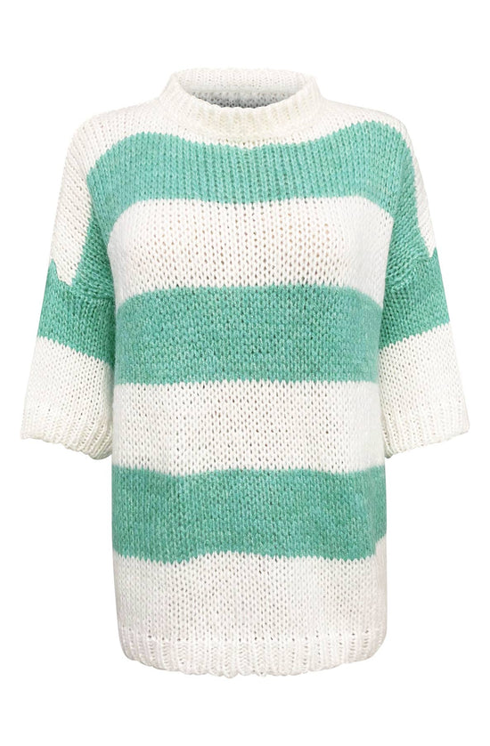 Load image into Gallery viewer, Binka Striped Knitted Jumper Sweater Top-Green
