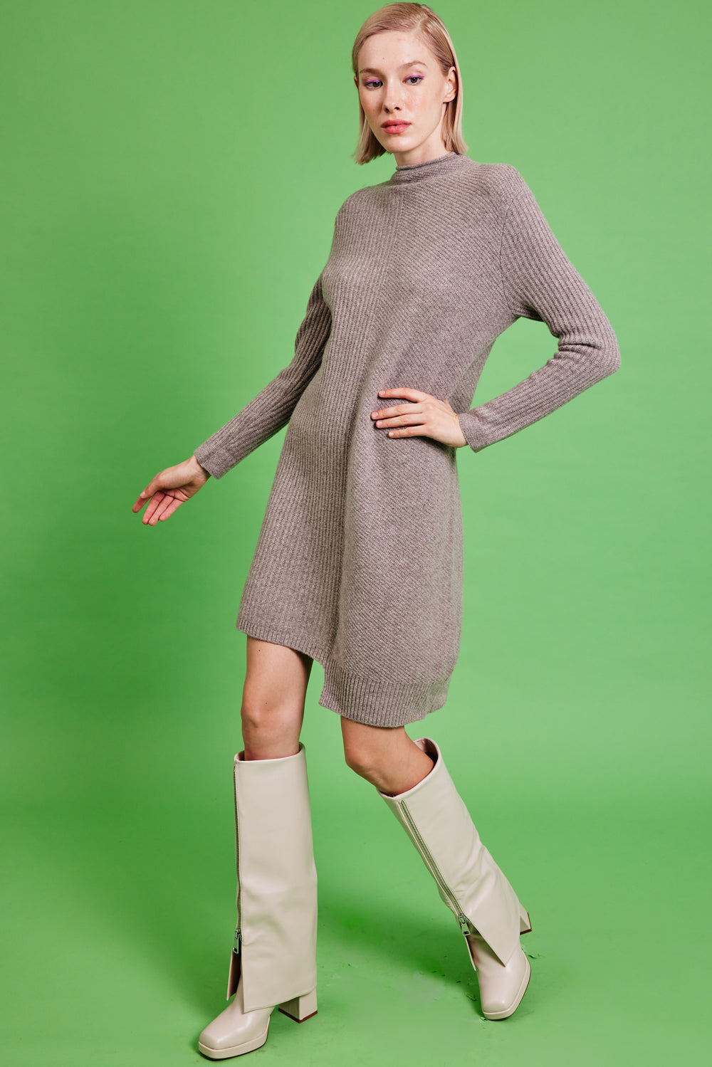 CSKND36A-09 - Turtleneck Cashmere Wool Dress