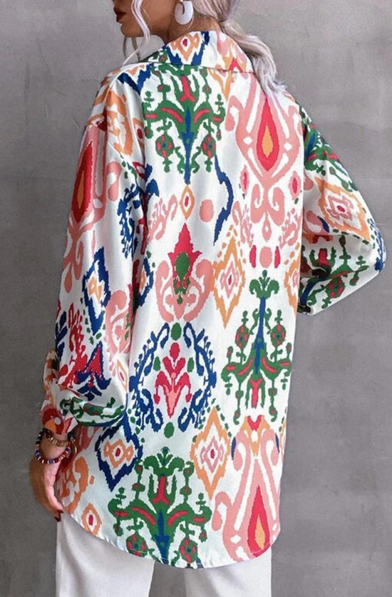 Constance Abstract Print Shirt Top