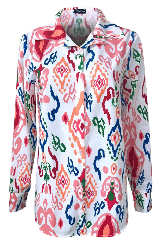 Constance Abstract Print Shirt Top