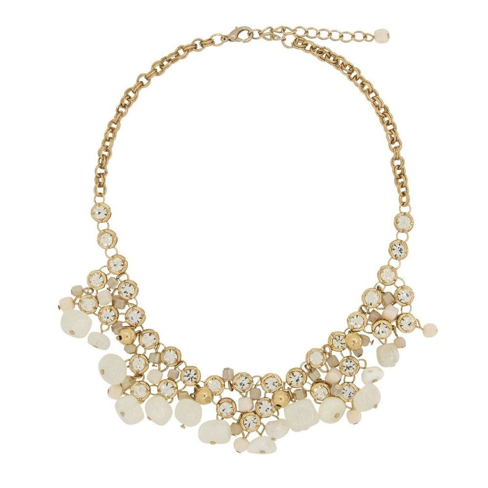 Ariana Gold and Cream Stone Crystal Statement Short Necklace style-heaven