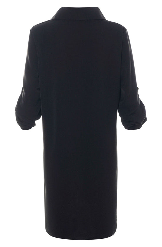 Dove Animal Print Pocket Oversized Shirt Dress-Black