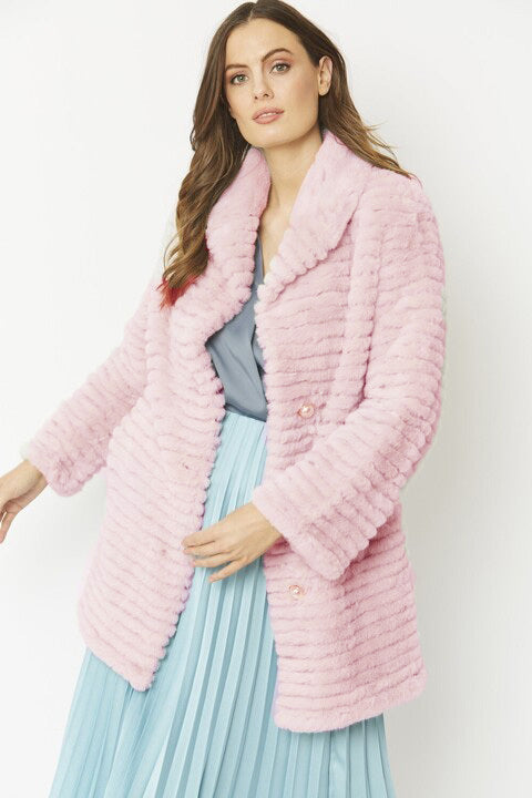 Load image into Gallery viewer, FMCT63A-06 - Ribbed Faux Fur Coat
