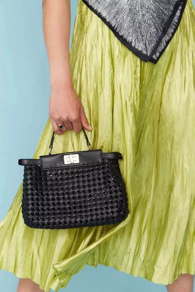 Load image into Gallery viewer, Jayley Hand Woven Eco Black Women&amp;#39;s Leather Bag - style-heaven
