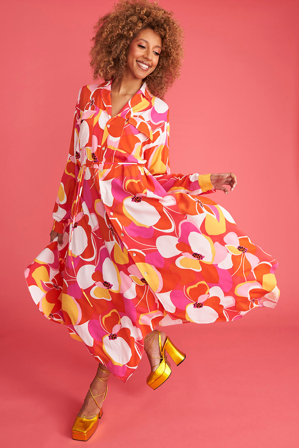 SLBFKM395A-Multi - Tencel Blend Florence Shirt Dress