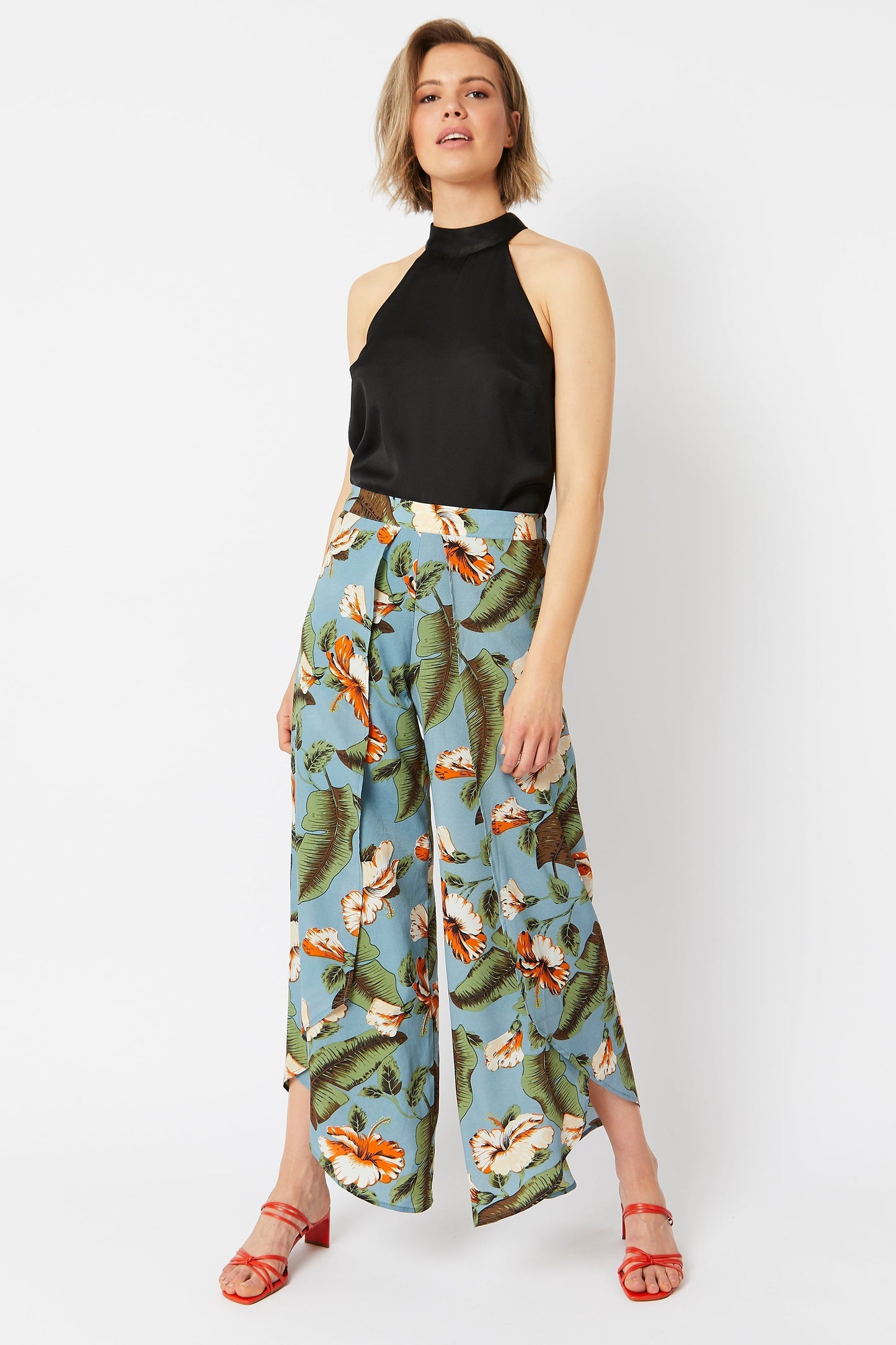 SLTRF185A-07 - Silk Blend Floral Trousers