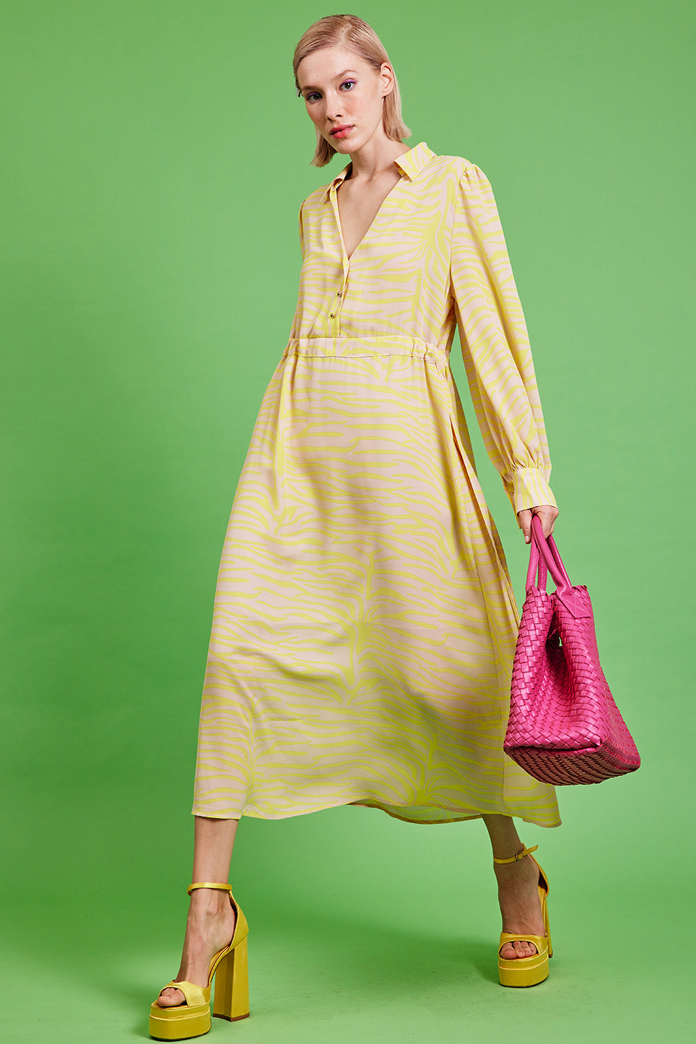 Load image into Gallery viewer, SLXD395A-0Y - Silk Blend Zebra Print Maxi Dress
