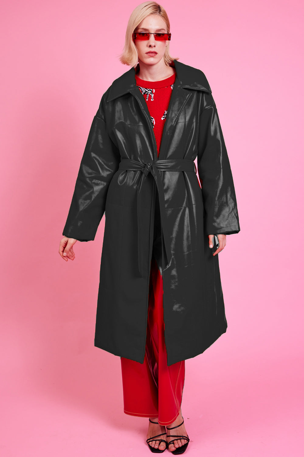 SUASTR895A-01 - Faux Leather Padded Coat