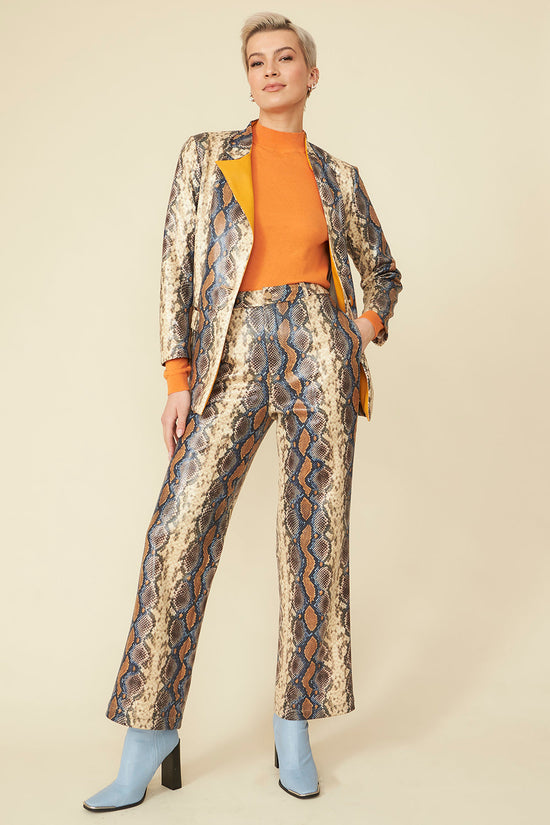 SUSTR325A-04 - Faux Suede Snake Print Trousers