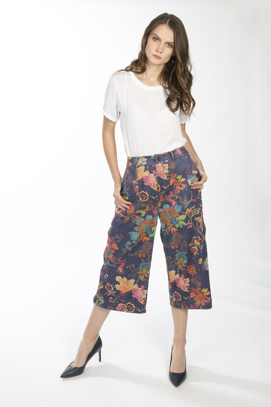 SUXTS145A-07 - Faux Suede Digital Print Trousers