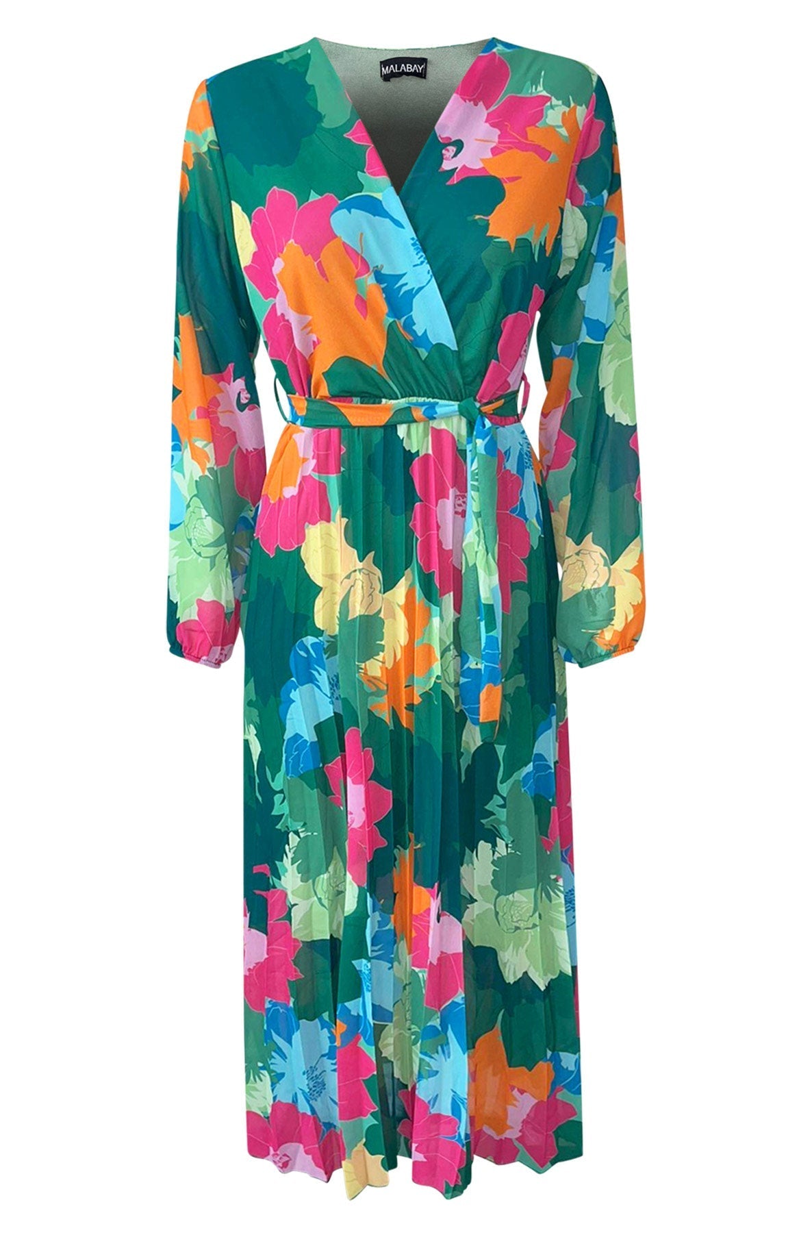 Load image into Gallery viewer, Sharon Floral Chiffon Pleated Maxi Dress-Green
