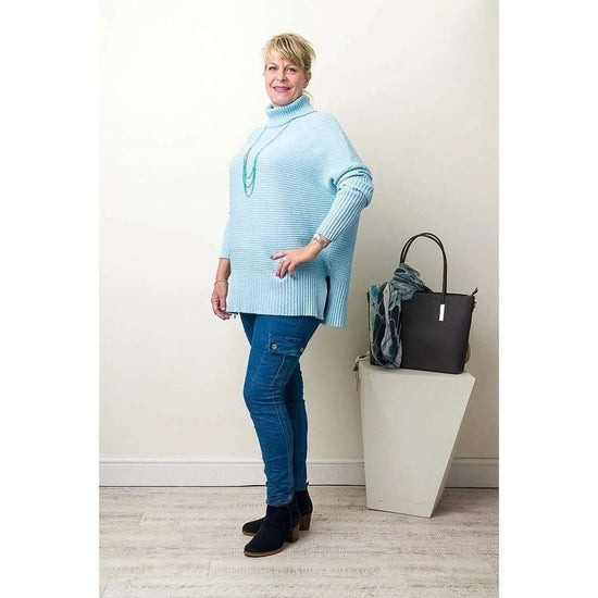 Load image into Gallery viewer, Sky blue roll neck jumper suziestyle-heaven
