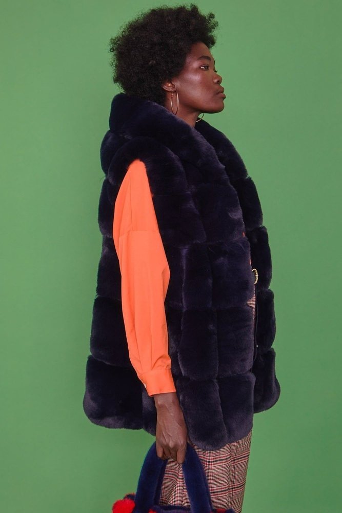 Faux fur hotsell vest blue