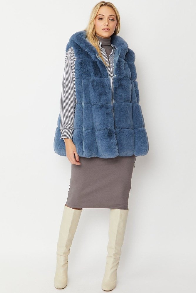 Load image into Gallery viewer, Jayley Faux Fur Women&amp;#39;s Long Gilet Available in 10 Colours - style-heaven
