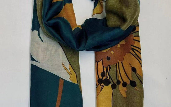 Load image into Gallery viewer, eco Style – Oversized Floral Teal/Mustard Women&amp;#39;s Scarf style-heaven
