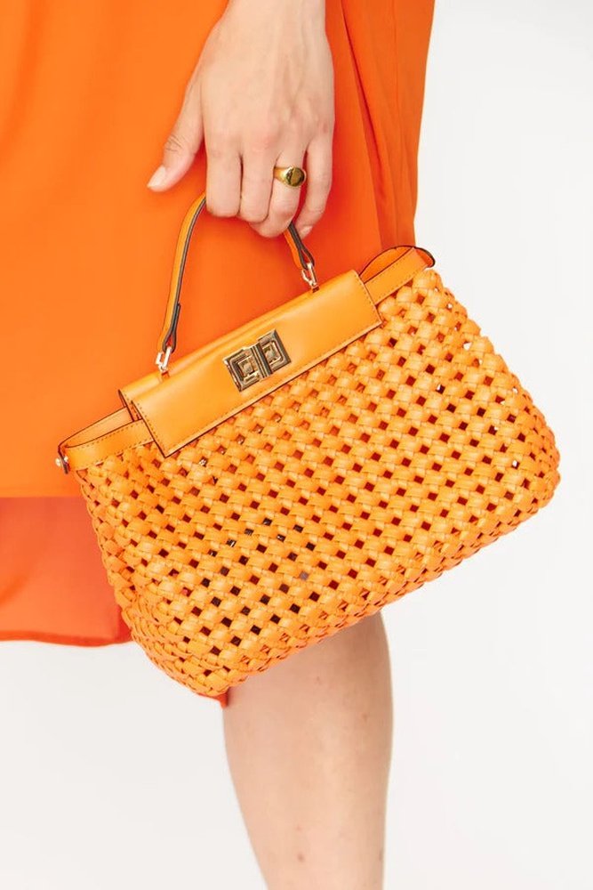 Jayley Hand Woven Eco Orange Women's Leather Bag Jayley