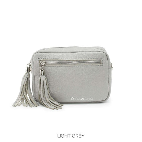 Load image into Gallery viewer, Leather Rectangle Tassel Crossbody Bag - style-heaven
