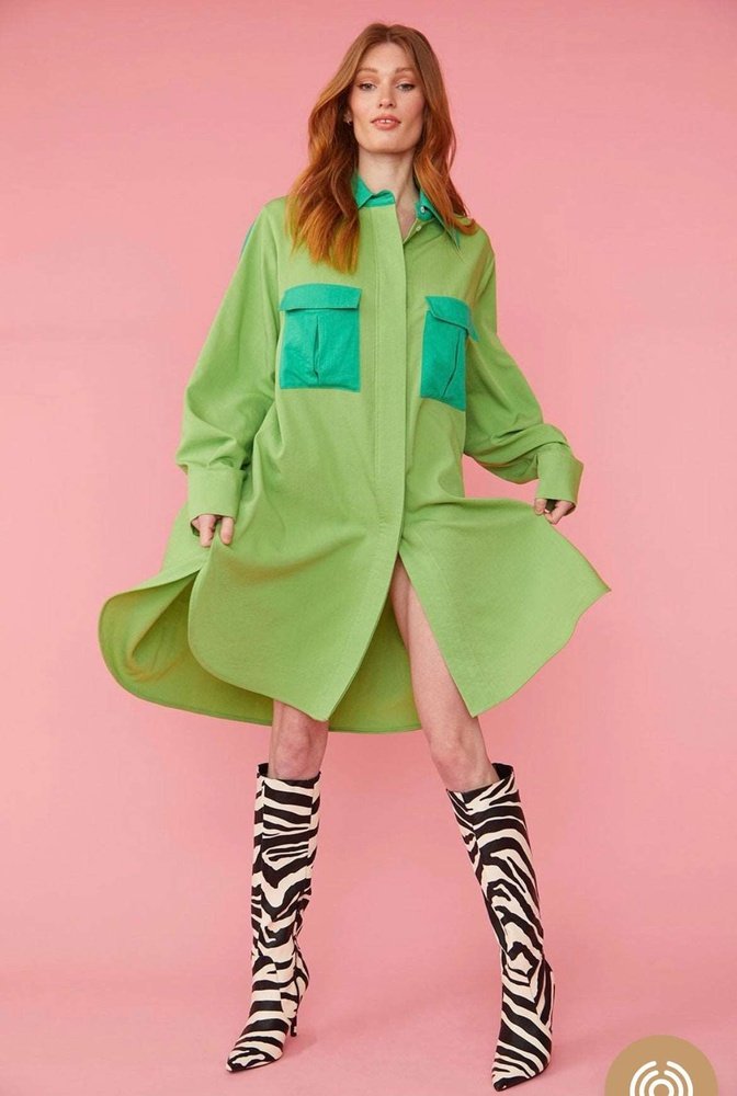 Silk Blend Kate Shirt Dress Available in Pink & Green suziestyle-heaven