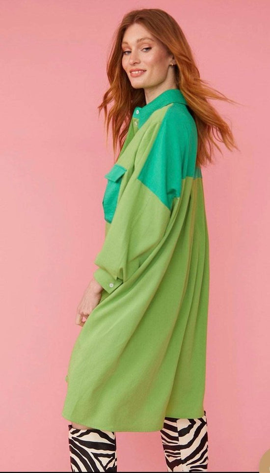 Silk Blend Kate Shirt Dress Available in Pink & Green suziestyle-heaven
