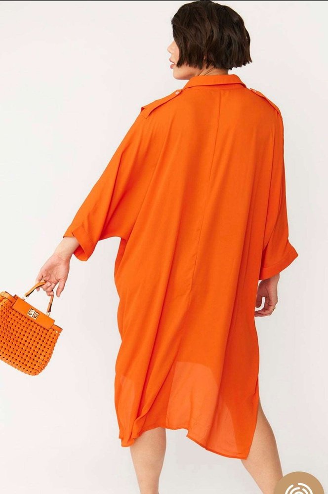 Lara Silk Blend Super Soft Shirt Dress Available in Pink and Orange One Size 8-18 Jayley