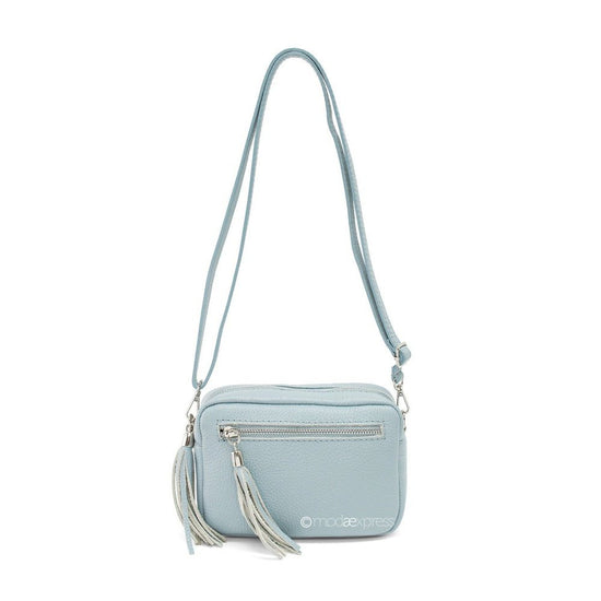 Load image into Gallery viewer, Leather Rectangle Tassel Crossbody Bag - style-heaven
