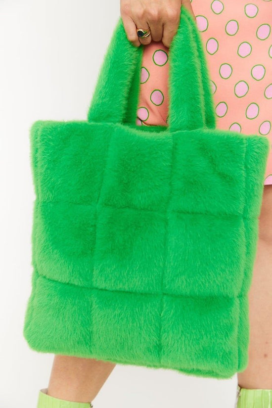 Load image into Gallery viewer, Jayley Green Faux Fur Tote Bag Jayley
