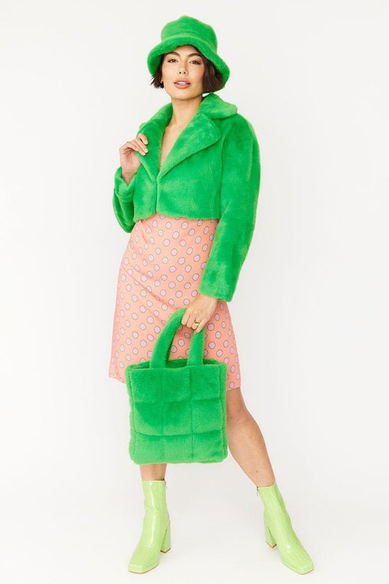 Load image into Gallery viewer, Jayley Green Faux Fur Tote Bag Jayley
