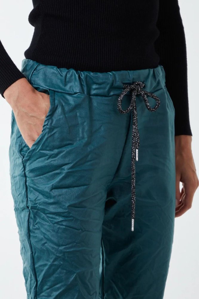 Magic Stretch PU Coated Crushed Trousers One Size (to fit 8-16) Available in 5 Colours - style-heaven